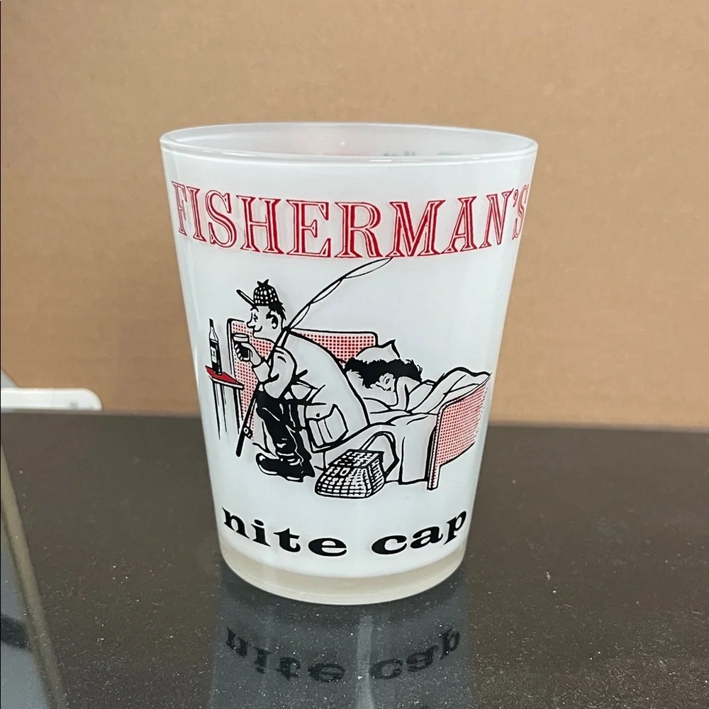 Fisherman's Nite Cap Glass Vintage Barware. Mid-century